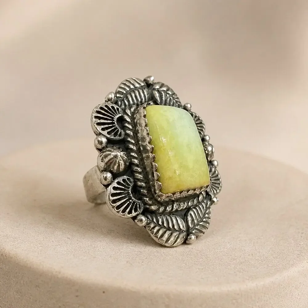 Handmade One-of-a-Kind Paloma Turquoise Ring (Variscite) Adjustable fits 6-10